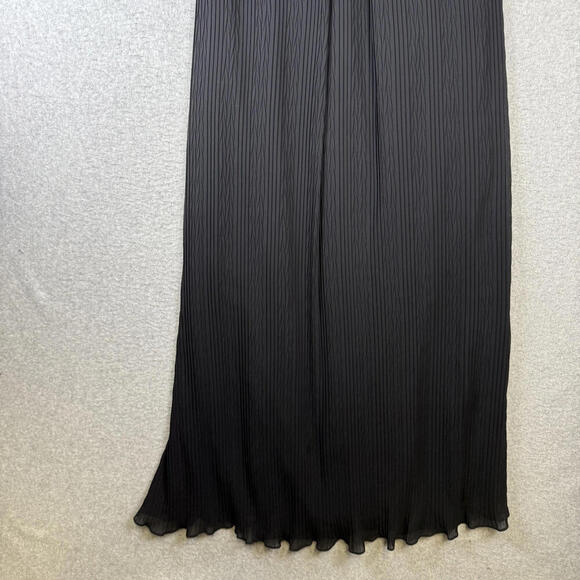 Alice + Olivia Bella Black Pleated Strappy Back Cocktail Maxi Dress Size 2 $440 - Picture 3 of 9